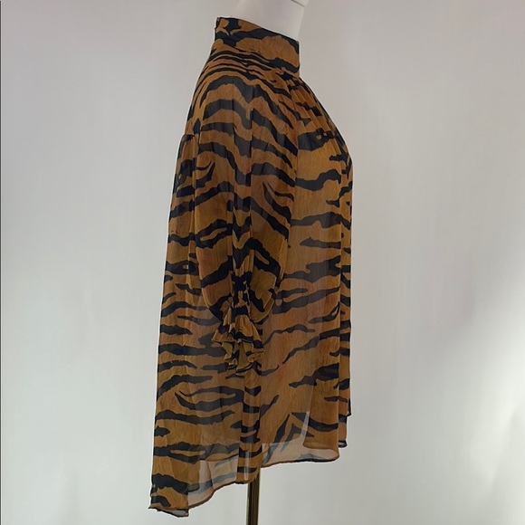 Adam Lippes Collective Tiger Print Mock Neck Blouse, 2 - Picture 9 of 15